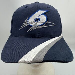 Vintage Mark Martin #6 Hat Roush Racing Adjustable SnapBack Blue Embroidery Logo